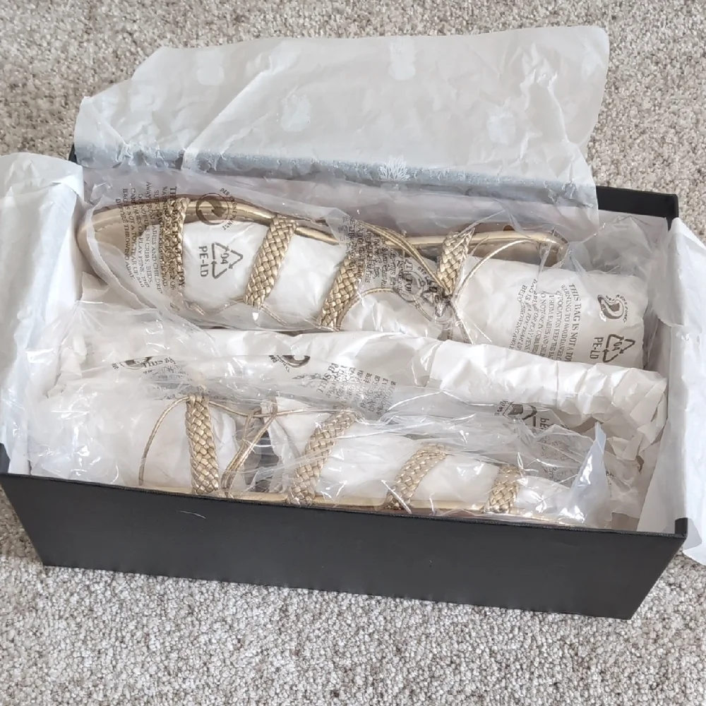 Aquazzura Metallic Gold Strappy Sandals - Picture 7 of 10